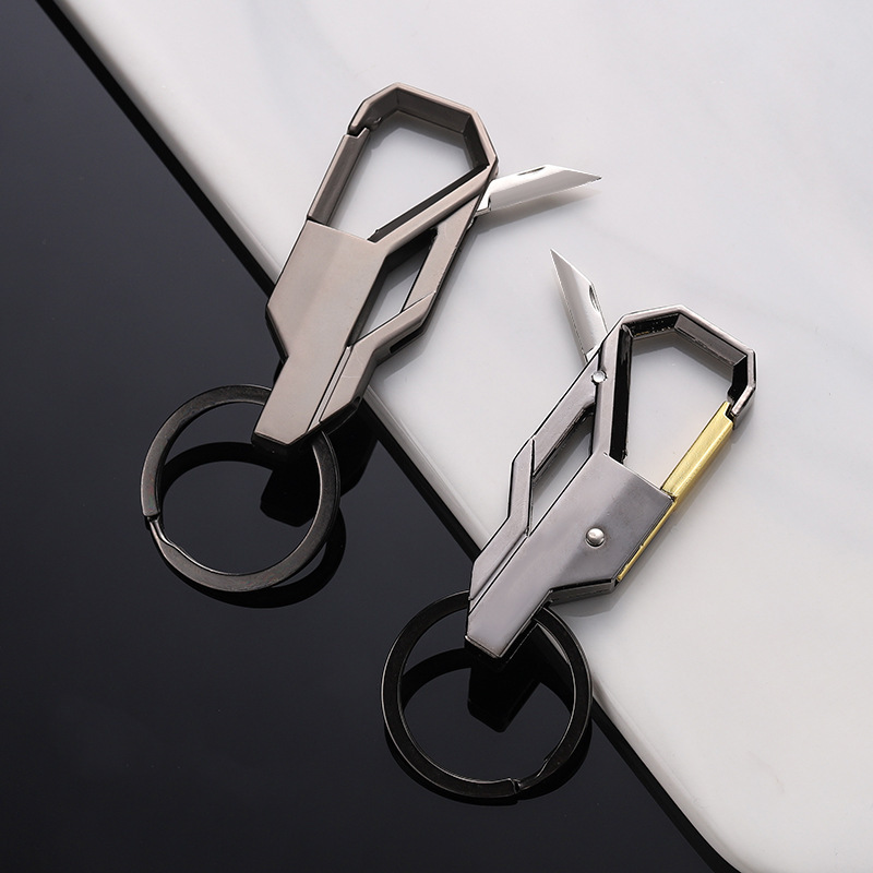 Multifunctional Men's Metal Keychain with Knife, Detachable Keychain, Car Keychain, Laser Engraving, Zinc Alloy