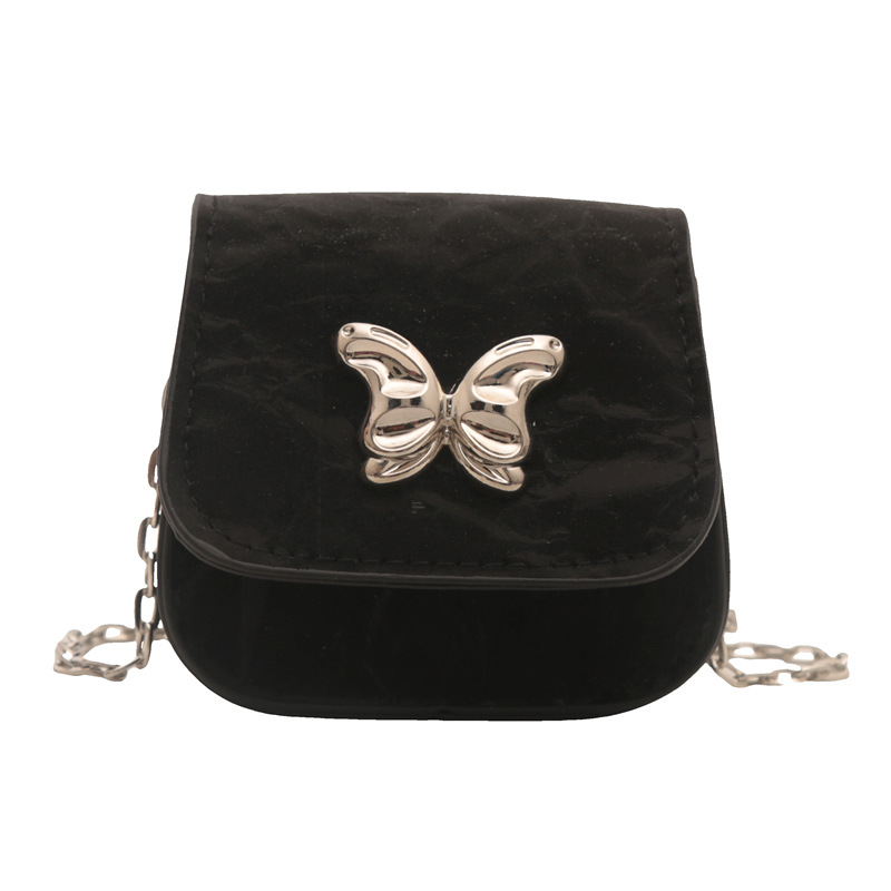 Mariposa de personalidad estética francesa 2024 otoño nuevo color sólido casual moda cadena mensajero hombro pequeño bolso cuadrado mujer