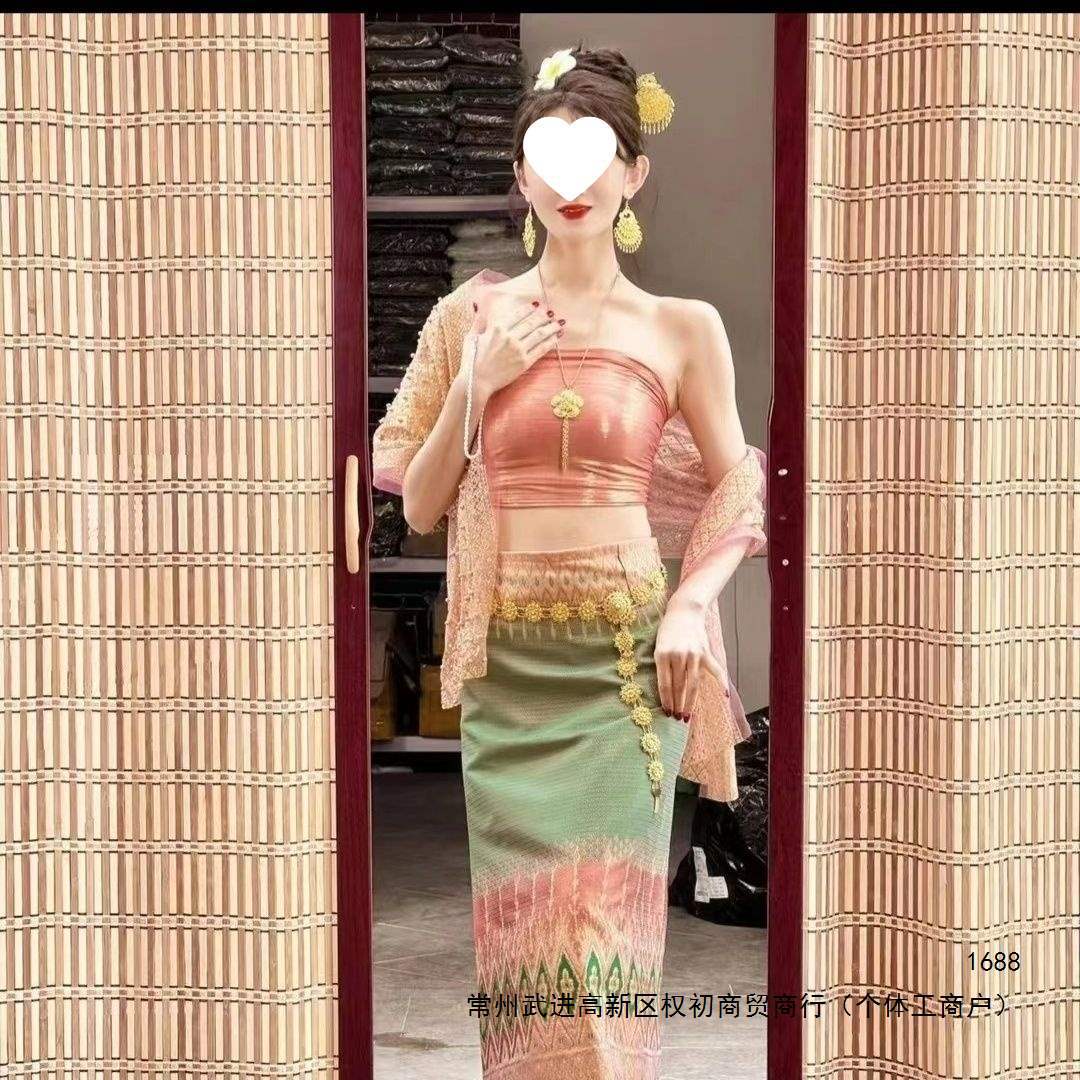 鞠婧祎同款傣族服装西双版纳夏傣泰裹胸裙子披肩五件套套装