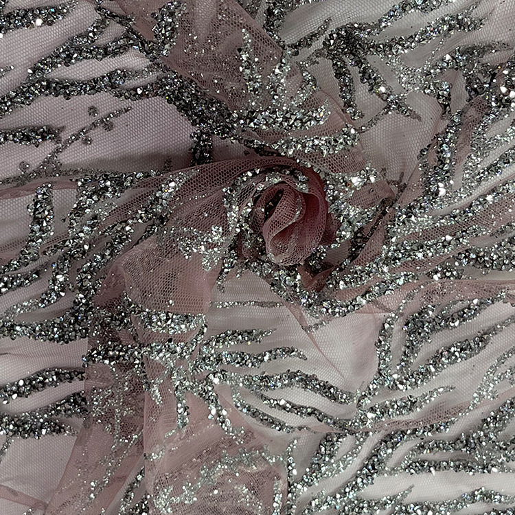 2024 nueva tela de malla nueva tela de malla tridimensional encaje rociado oro diamante vestido de boda tela