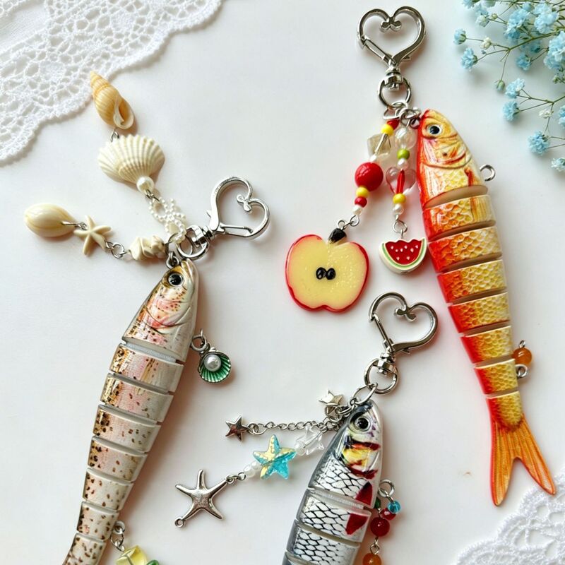 Cross-Border Popular Fish Hook Keychain, Fishing Lure Keychain Backpack Pendant, Creative Keychain Pendant, Small Fish Pendant