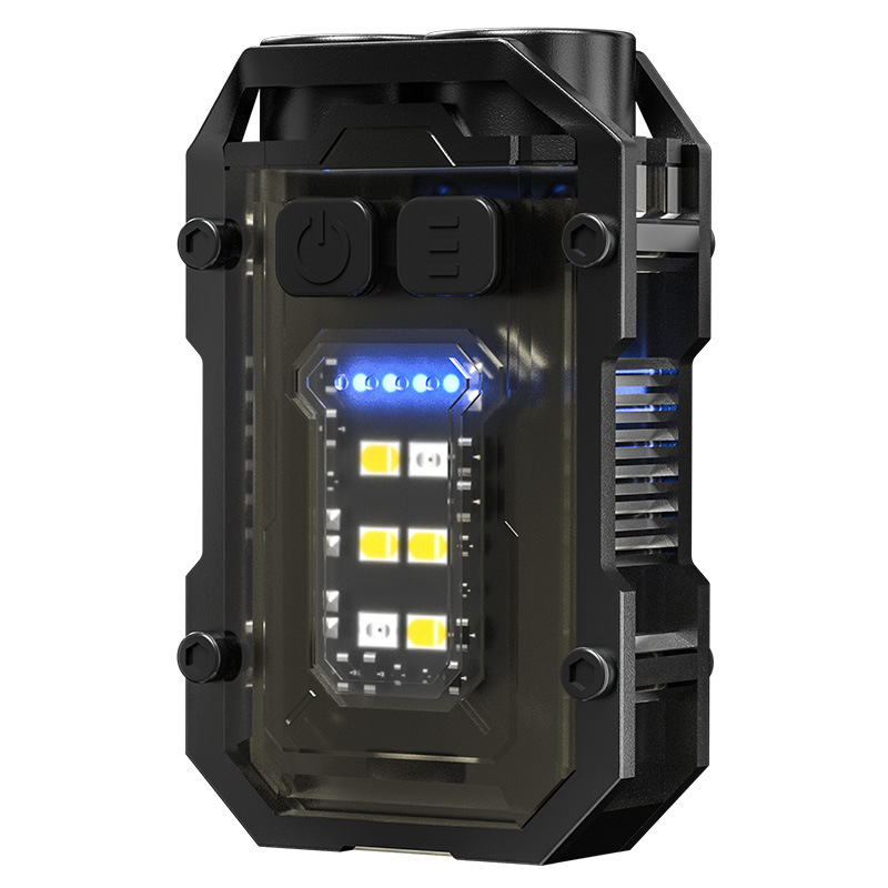 Transfronterizo nuevo llavero luz al aire libre doble fuente de luz fuerte luz mini linterna tapa luz de trabajo luz de advertencia magnética fuerte