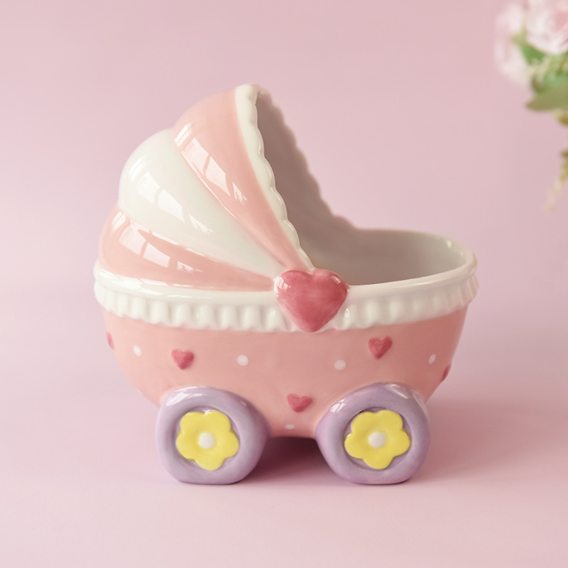 Cerámica creativa cochecito decoración escritorio joyería hámster Oso de Oro caja almacenamiento suministros para mascotas puede ser decorado tamaño pequeño