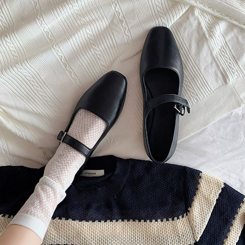 Grape Mom Soft -bottom Soft Leather Single Single Shoes Women's Shoes Words with Light Platform Shoes Small Sweet Shoes Sweet Shoes