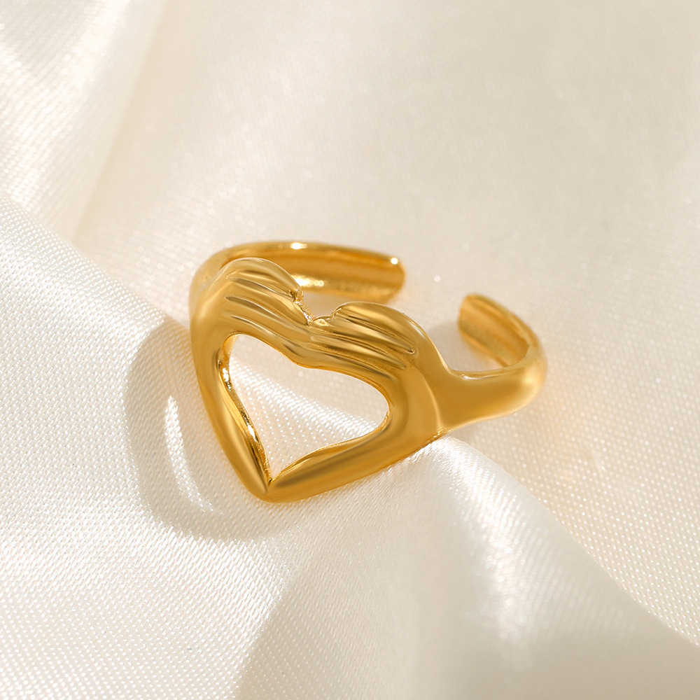 304 Stainless Steel Material Geometric Pattern Women'S Gender PVD Coated 18K Gold Plated Geometric 304 Stainless Steel IG Style Waterproof Non Tarnish Open Ring