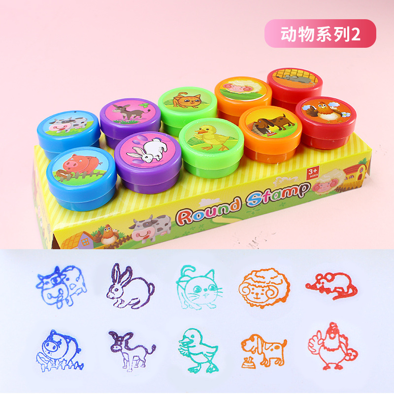 Sello de la mano de los niños de dibujos animados pequeño sello al por mayor todo tipo de animales creativos Navidad princesa maestro comentario recompensa sello
