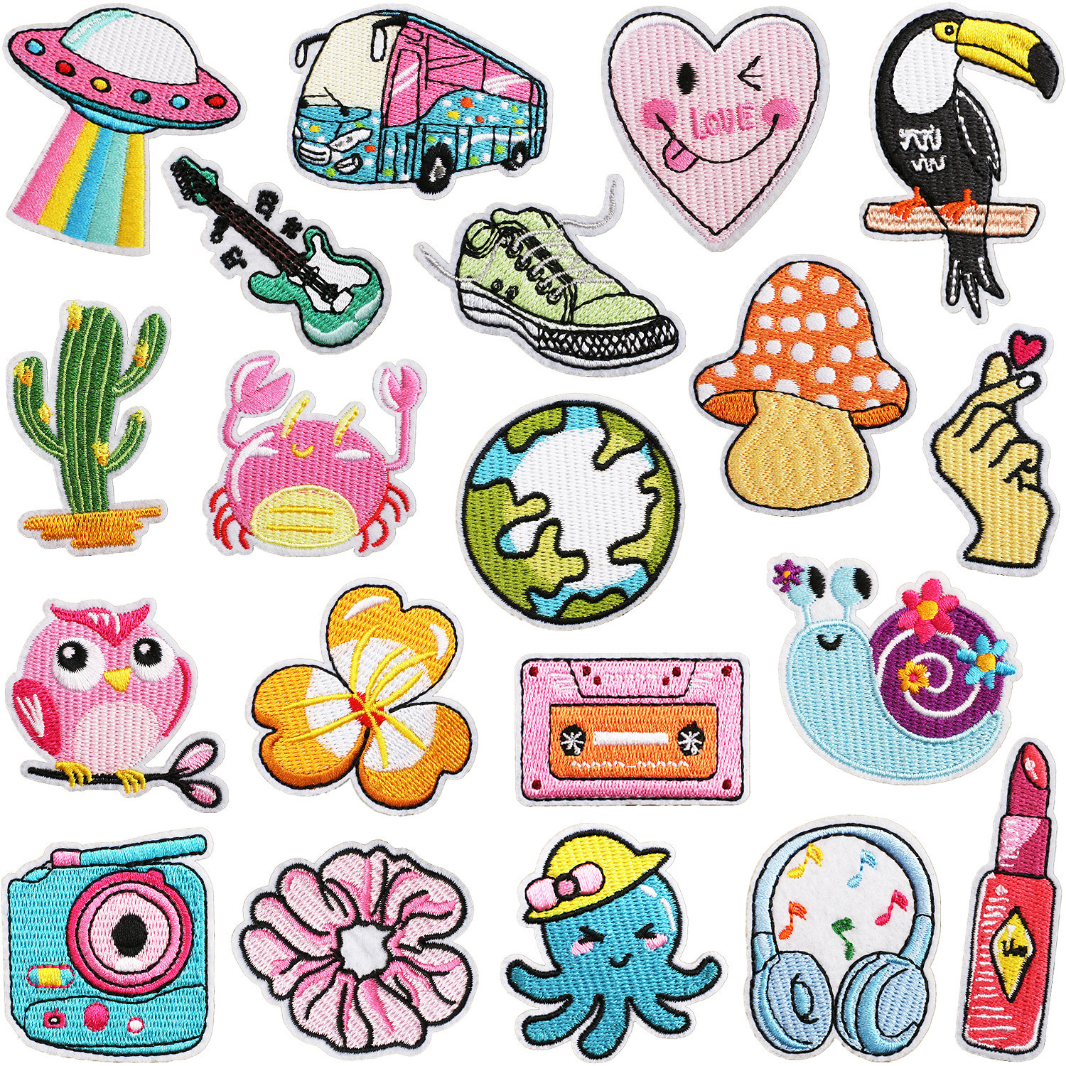 Mixed cartoon embroidery cloth stickers guitar earphone clothes decoration patch stickers camera computer embroidery Zhang Zi ironing