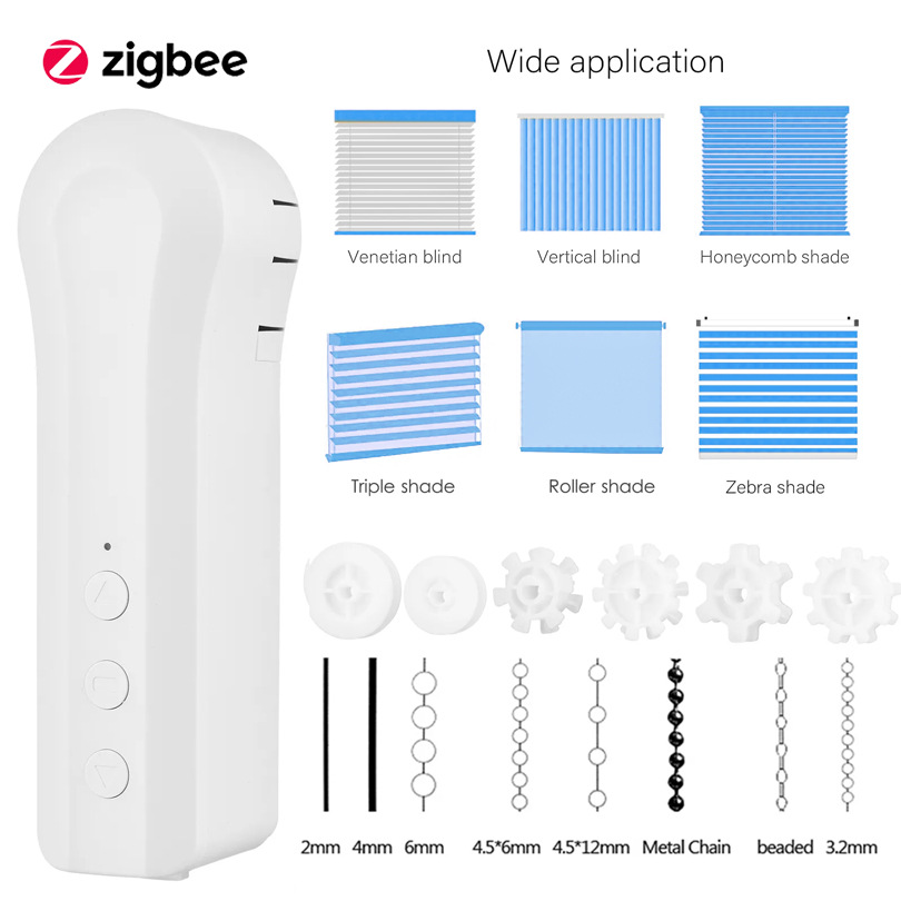 zigbee自动窗帘无线遥控百叶帘拉绳涂鸦智能定时卷帘电动窗帘机