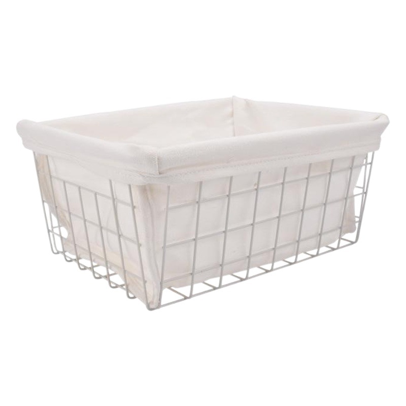 Fábrica al por mayor hierro almacenamiento cesta de almacenamiento de tela cesta escritorio snack almacenamiento cesta hierro estante dormitorio organización cesta