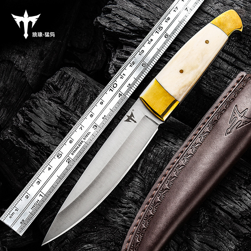 户外小刀锋利随身高硬度刀具防身战术格斗直刀荒野求生野外生存刀