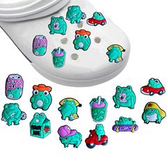 グリーンカエル Xiyin 靴フラワーシューズ装飾漫画かわいい diy 靴アクセサリークロスボーダーホット販売 pvc ドリップホールシューズバックル