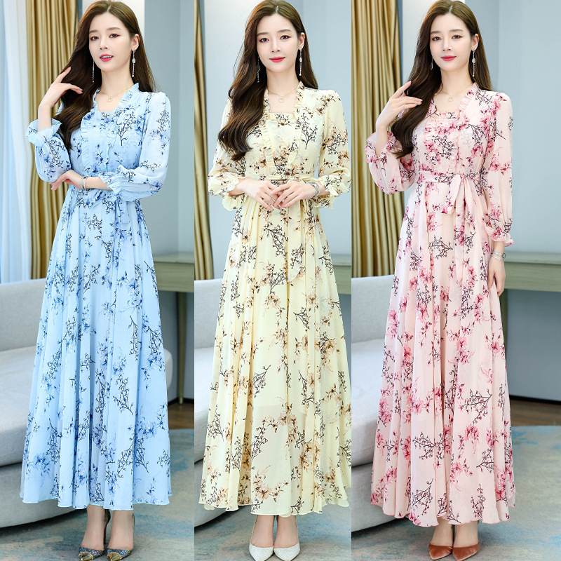 Demi-season elegant shiffon dress