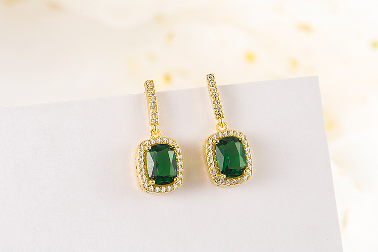 Fashion square earrings female copper inlaid zircon earrings wholesalepicture1
