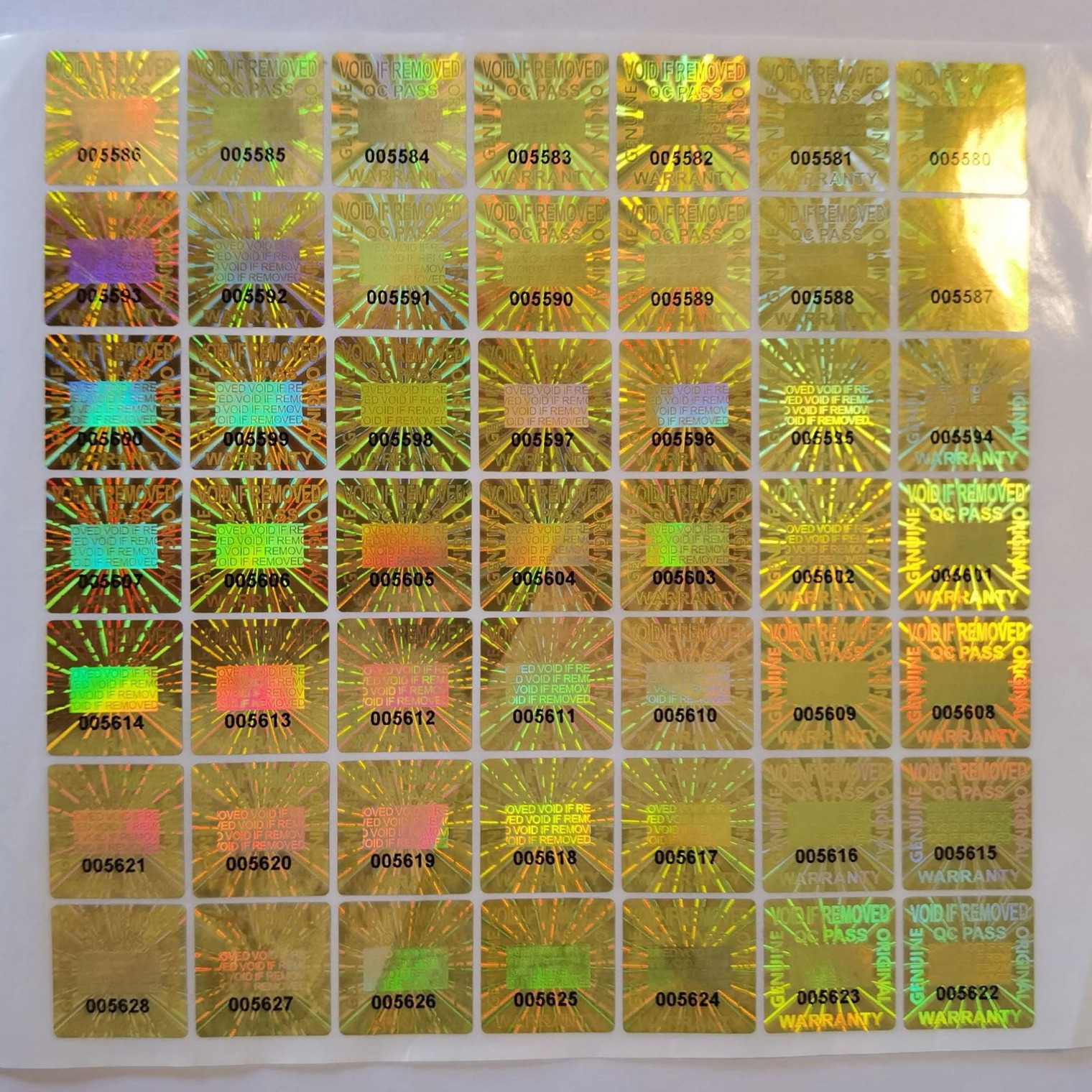 揭开VOID留字防伪标签 撕开蜂窝易碎贴纸 全息贴纸现货通用标签