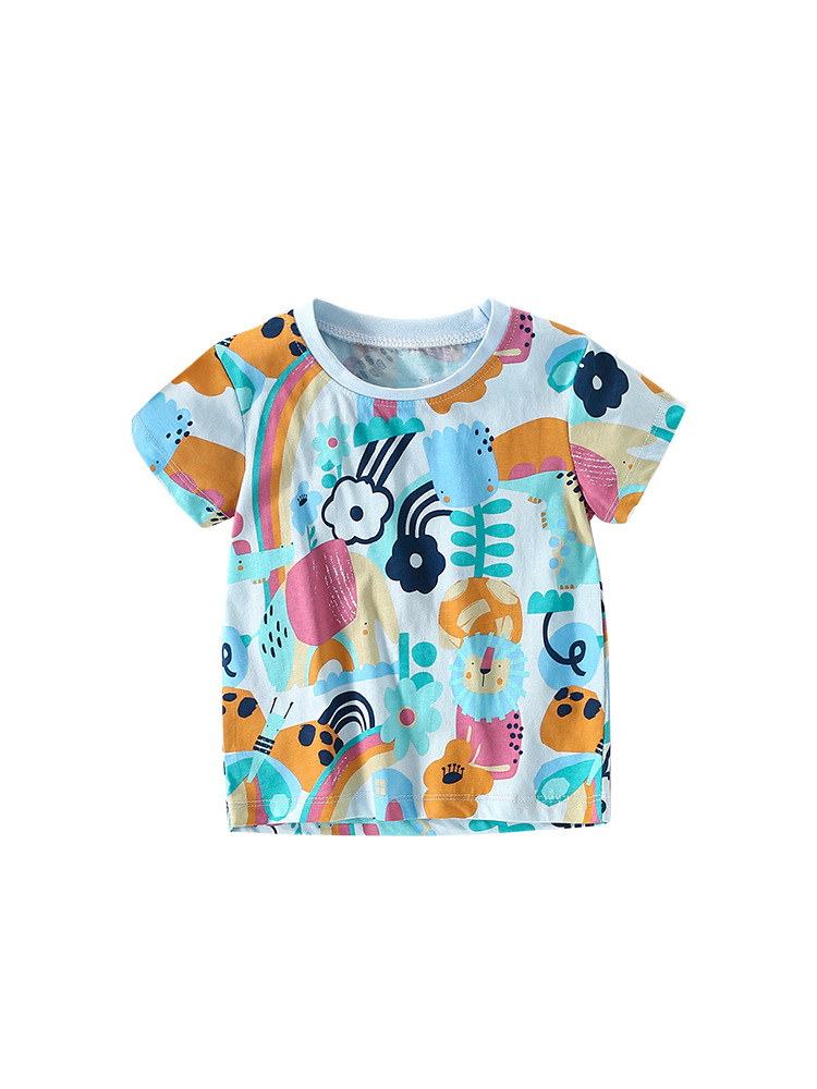 Malwee niños de manga corta ropa de verano nueva camiseta europea y americana para niños pequeños cuello redondo casual impresión guapo chaqueta infantil