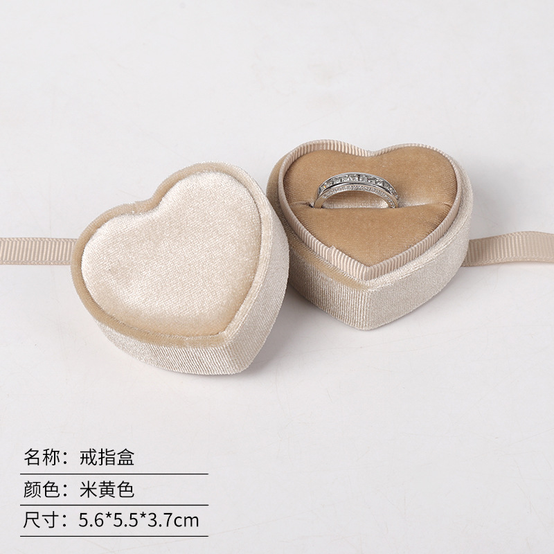 Caja de embalaje de joyas de anillo de terciopelo en forma de corazón redondo caja de joyas de terciopelo coreano caja de joyas de terciopelo Tiandi cubierta caja de joyas de cinta image 13
