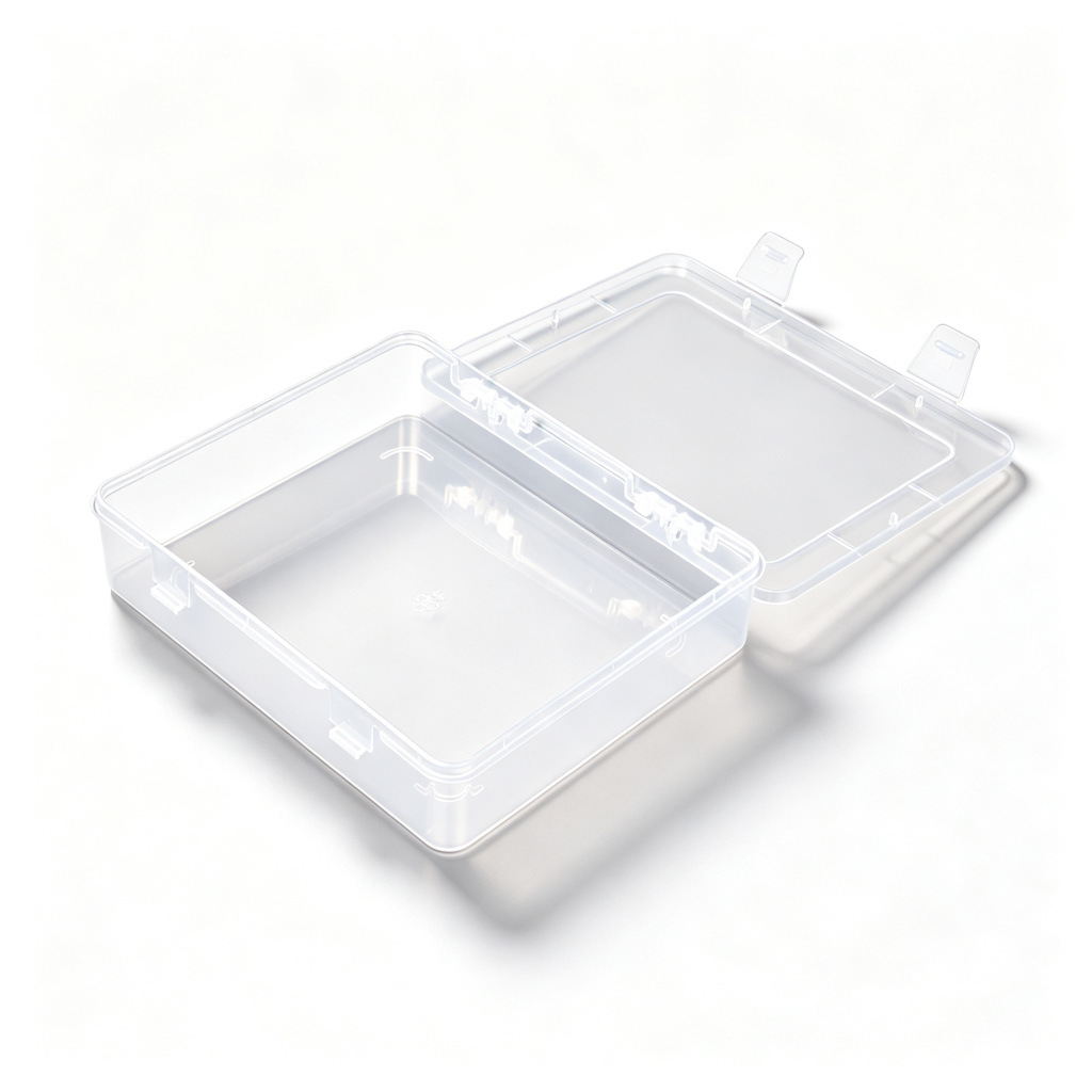 Fábrica en stock transparente PP plástico rectangular Flip caja de embalaje componentes electrónicos herramienta archivo caja de almacenamiento
