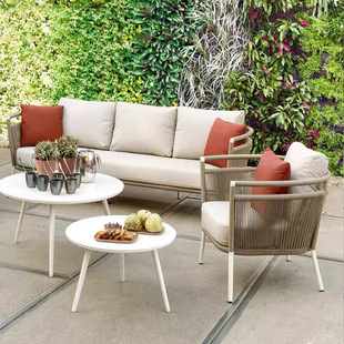 Outdoor Table and Chair Courtyard Combination Terrace Leisure Rattan Open-Air Waterproof Sunscreen House Garden Outdoor Rattan Rattan Chair