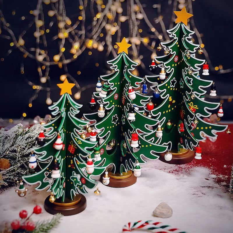 メーカー直販新型ミニ漆面三枚木製クリスマスツリークリスマス装飾品卸売り|undefined