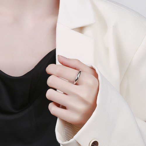 s925 sterling silver arc glossy ring for women ins trend simple geometric hand ornaments cold style personalized vegetarian ring index finger ring