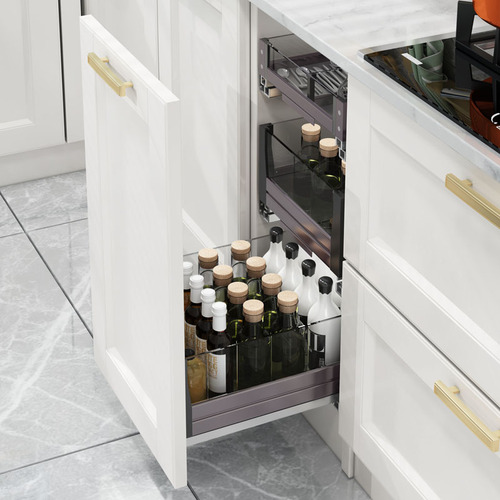 Misco seasoning pull basket kitchen cabinet split three-layer drawer type tool basket kitchen cabinet storage rack storage flat basket