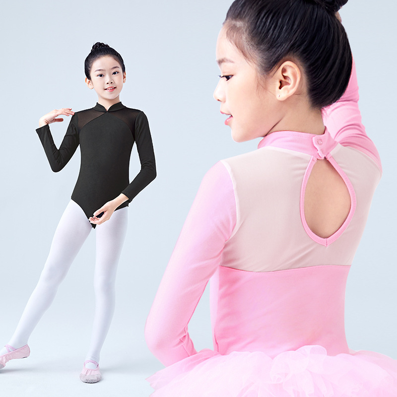 Ropa de Danza para Niñas de Licra y Algodón de Manga Larga con Cuello Alto image 2