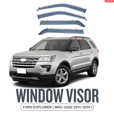 Suitable for Ford Explorer Window Visors (Rain shield) - standard-packaging-explorer-explorer-mk5-u502-2011-2019-pc-with-bright-strip-rain-shield