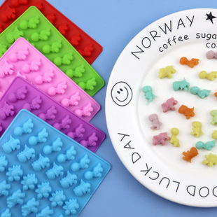 Spot Wholesale 48 Consecutive Cute Little Dinosaur Silicone Chocolate Mold Ice Tray Mold Gummy Mold Fire Paint Wax Standing Mold