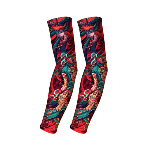 MEETSUNNY Tattoo Ice Sleeves National Trend Flower Arm Seamless Ice Silk Sun Protection Sleeves Men and Women Summer Cycling Arm Guards