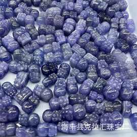 天然坦桑石貔貅雕刻件 晶体通透颜色紫 水晶宝石雕刻配饰厂家批发