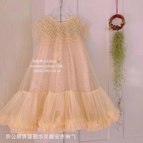  Summer Girls Princess Dress New Sequined Puffy Mesh Skirt Children's Style Skirt Dress Wholesale