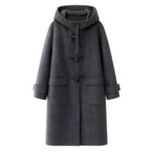 商场同款2025冬季新款连帽牛角扣双面羊毛大衣毛呢外套7G9370331