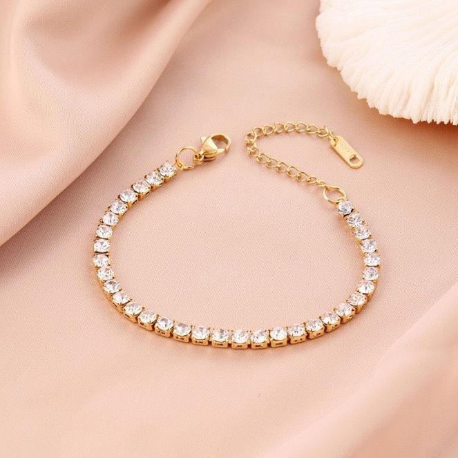 European and American Cross-Border New Stainless Steel Diamond Bracelets, Cold Style, Multiple Rows of Diamonds, Micro-Paved Zircon Jewelry, Men's and Women's Hand Accessories