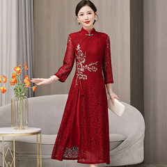 yqwl5625喜婆婆婚宴装礼服裙2025新款婚礼妈妈年轻款旗袍连衣裙女
