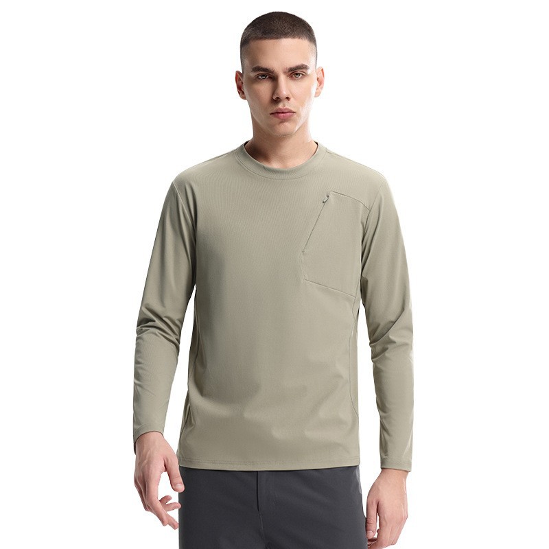 Dijia con suéter de secado rápido absorbente de cuello redondo urbano de viaje transpirable hombre de manga larga primavera otoño invierno ciclismo al aire libre image 10