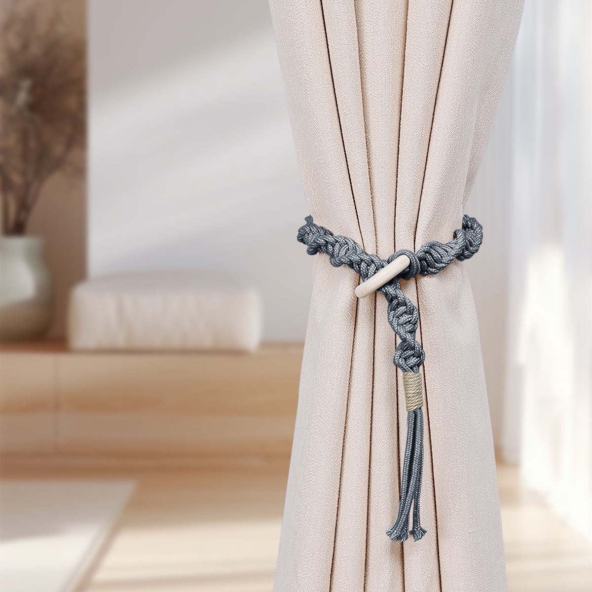 Nuevo transfronterizo cortina de madera tejida a mano cortina de cortina de sala de estar cortina accesorios fábrica directa al por mayor