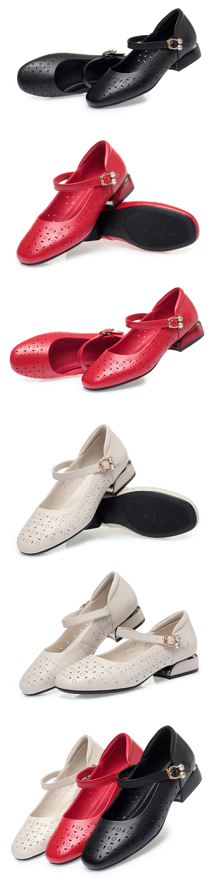 Dép sandal nữ quai chữ V đế bằng da thật, gót thấp, thoáng khí, chống trượt — đen chi tiết 7