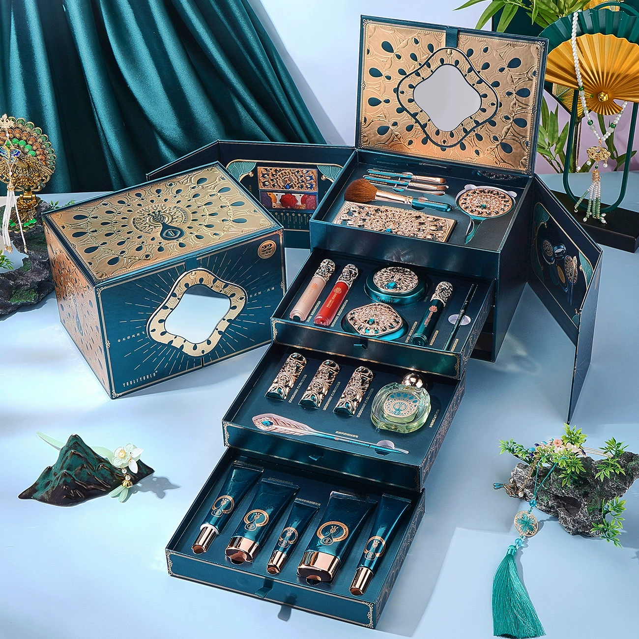 Yuliula Huangyan Fengyun Beauty Gift Box, набор из 22 предметов, подарок на китайский день Святого Валентина, набор для восточного макияжа