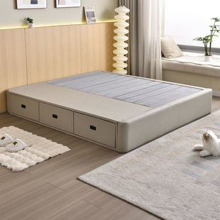 Floor-Standing Small Apartment Bed Frame Simple Tatami Bed Without Bedside Frame Three Drawers Storage Foshan Furniture
