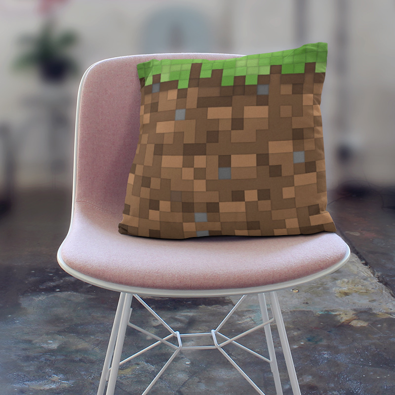 Juego de 1 funda de almohada decorativa Minecraft Dirt Block, funda de almohada Minecraft, funda de almohada lumbar estampada, cojín para sofá de coche