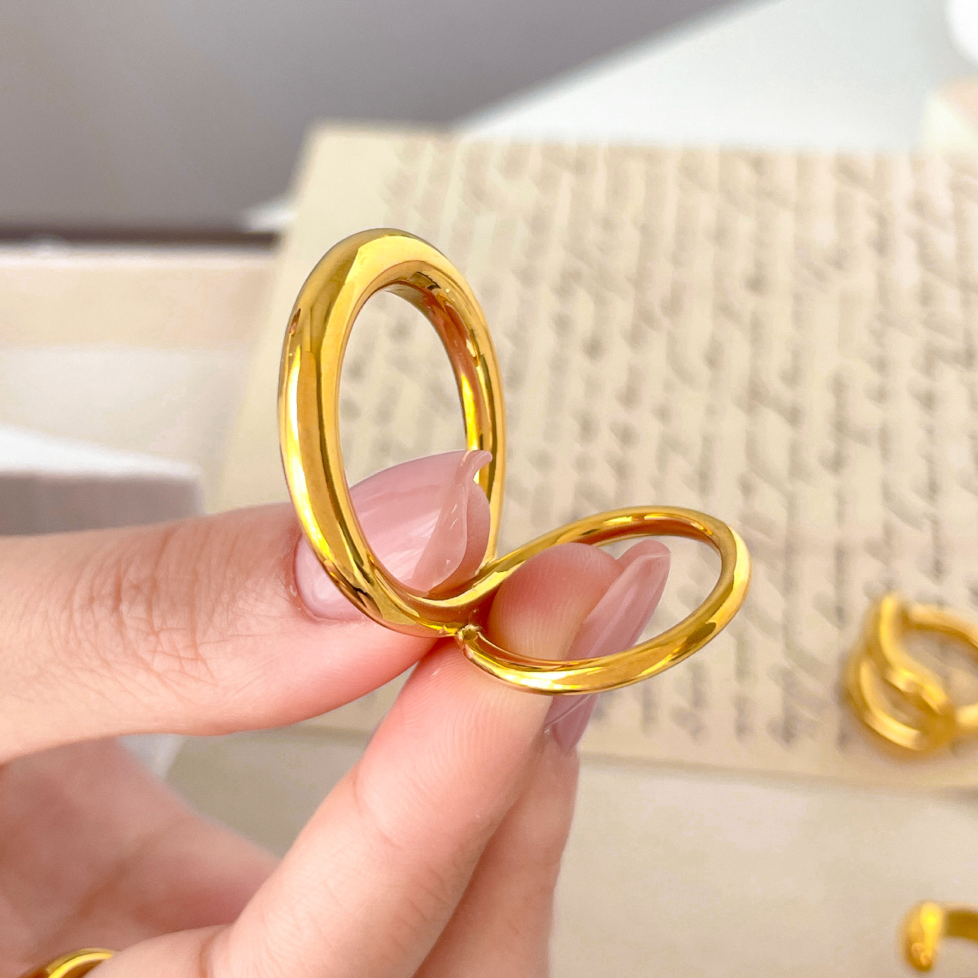 Joyería Al Por Mayor Estilo Simple Estilo Clásico Geométrico Acero Titanio Enchapado Anillos display picture 11