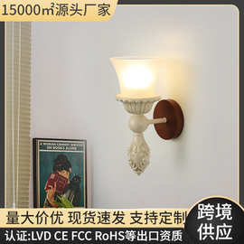 跨境蜡烛壁灯美式复古装饰卧室床头客厅过道走廊楼梯法式轻奢墙灯
