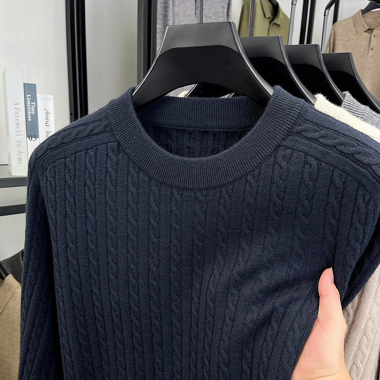 Hombre elástico otoño y invierno nuevo jersey de punto de manga larga abrigo otoño y invierno casual jersey casual de manga larga