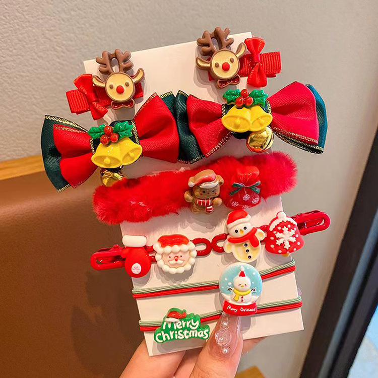 Tocado de Navidad para niños niñas dulce decoración de vacaciones rendimiento horquilla traje cuerno horquilla niña clip