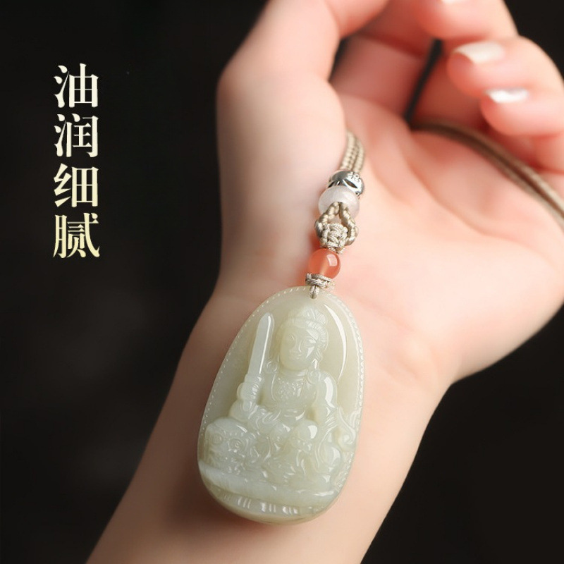 新疆天然和田玉白玉八大守护神本命佛玉石吊坠批发玉器工艺品|undefined