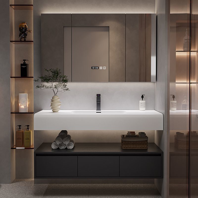 Hotel-Style Bathroom Cabinet with Integrated Ceramic Basin, Modern Minimalist Washbasin, Integrated Basin Bathroom Cabinet, Washstand