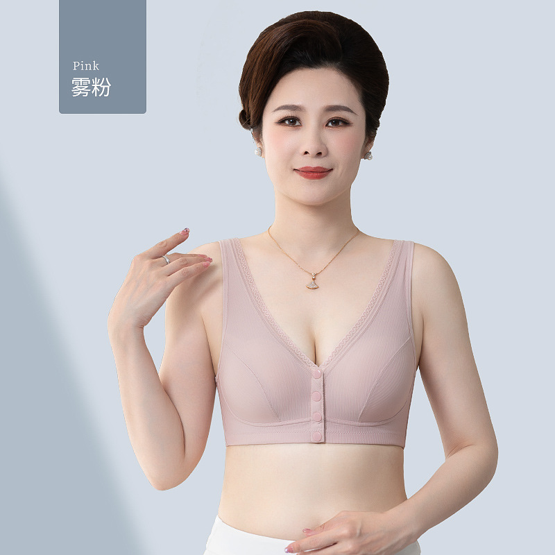 Ropa interior para madres verano delgado sin anillo de acero sujetador con hebilla delantera mujeres de mediana edad y ancianos ropa interior de sujetador estilo chaleco de talla grande