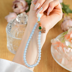 Wholesale Blue Jade Phone Charm Original Lotus Pod and Lotus Bead Exquisite Fashion New Phone Bag Keychain Decorative Accessory