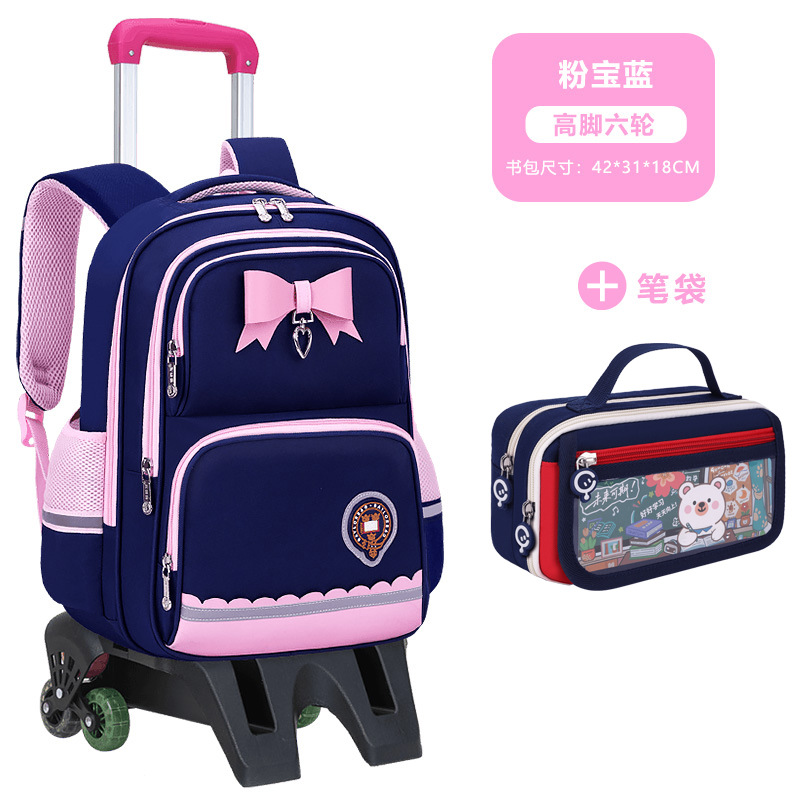 Mochila Escolar con Ruedas para Primaria Grados 2-6 de Tela de Oxford Impermeable Reducción de Carga para Escuela