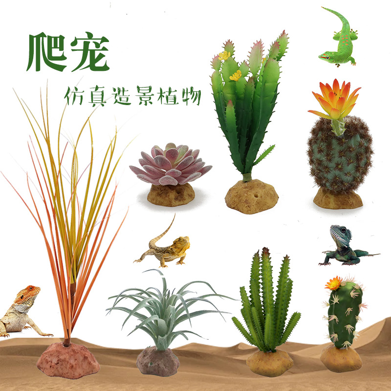 鱼缸造景仿真仙人掌绿植物仙人柱多肉软爬宠箱装饰摆件龙舌兰绿植
